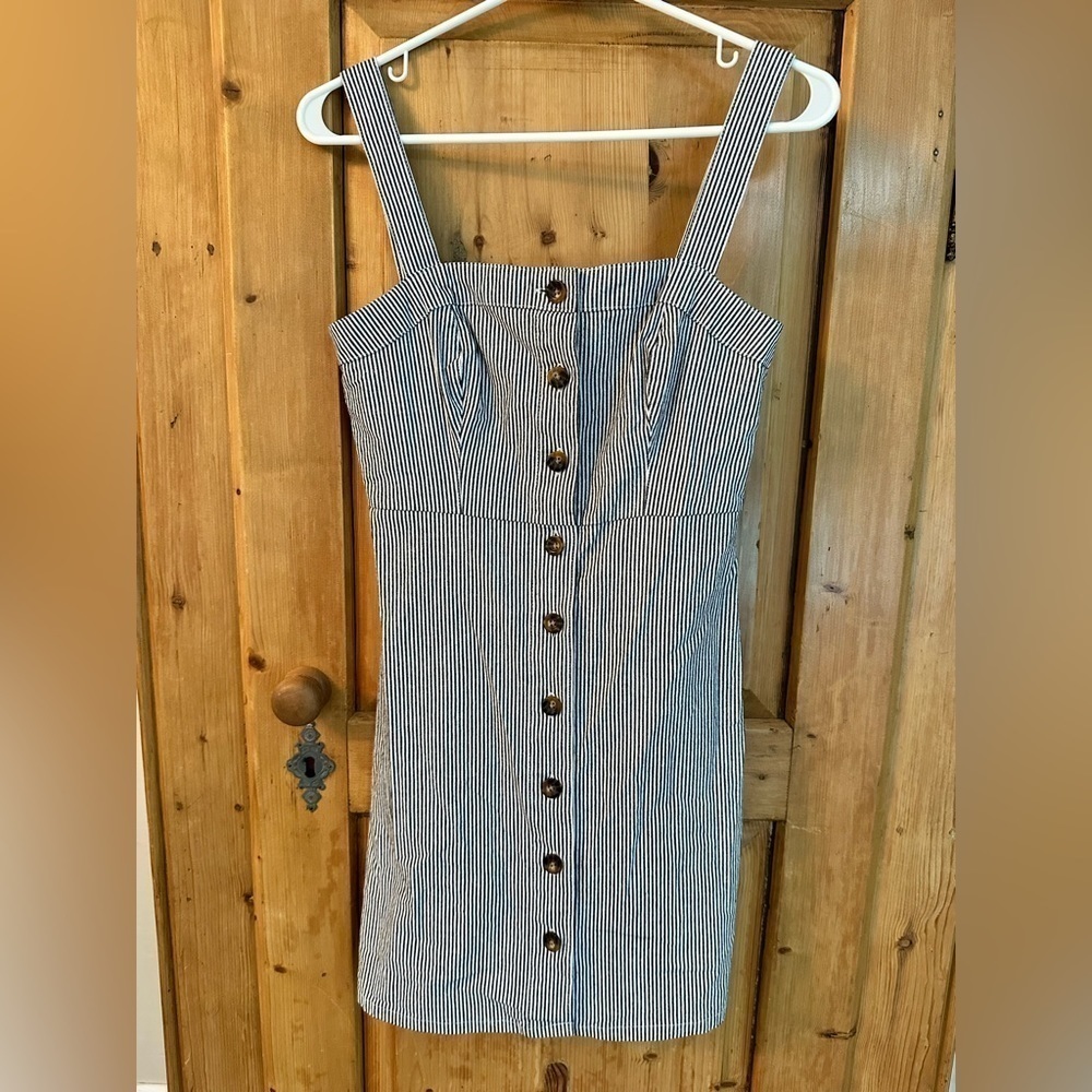 Hollister Denim Jumper Blue & White Striped Size Small Y2K Eclectic 90's